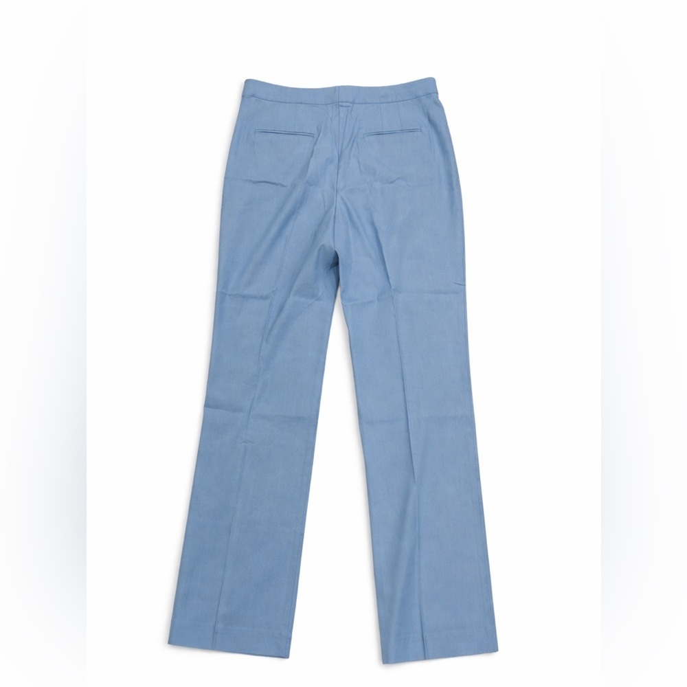 Ann Taylor Linen Blend Sailor Pants Size 16 Blue Wide Leg High Rise Gold Button - Picture 2 of 7
